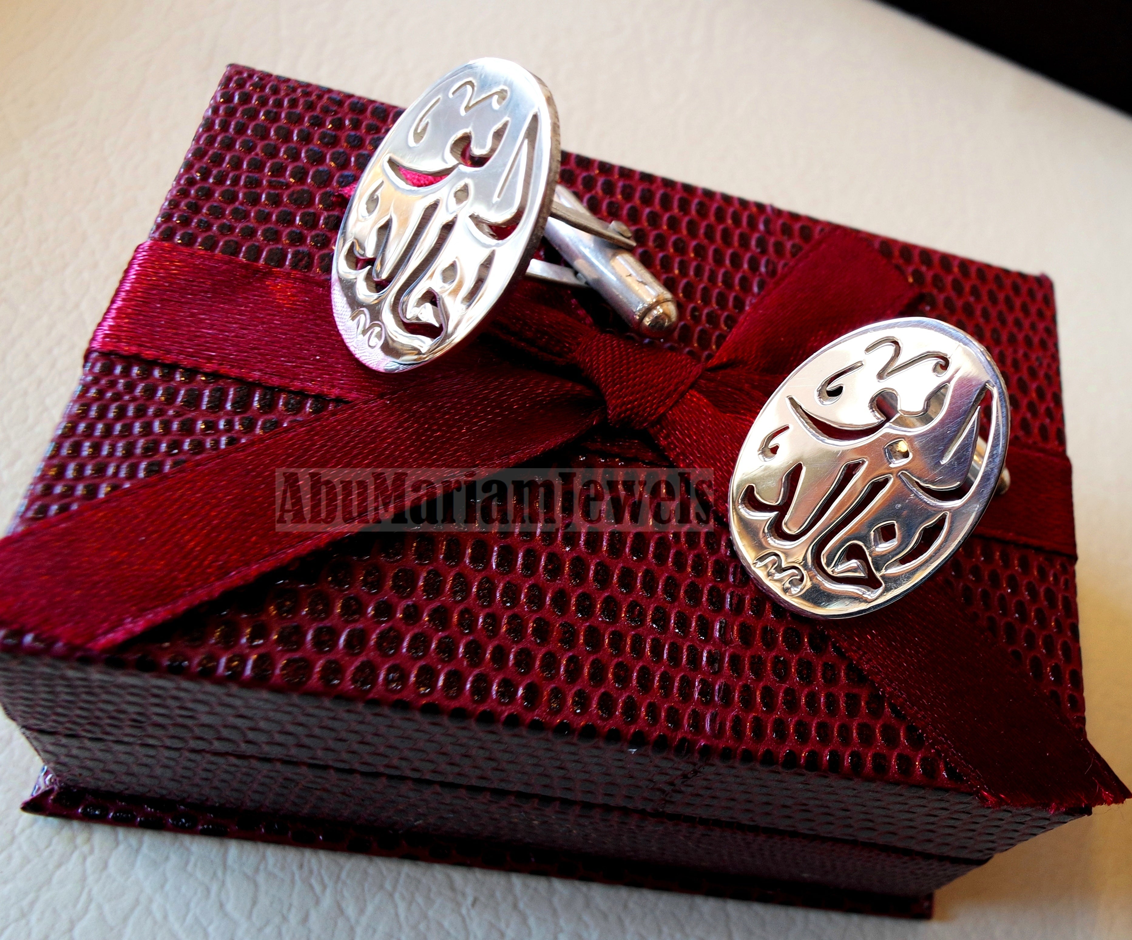 cufflinks , cuflinks name of two words each calligraphy arabic customized any name made to order sterling silver 925 heavy men jewelry cf008