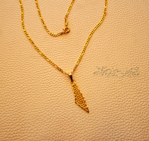 21K gold Palestine map pendant with filigree chain gold jewelry Arabic fast shipping 2 sizes خارطه و علم فلسطين