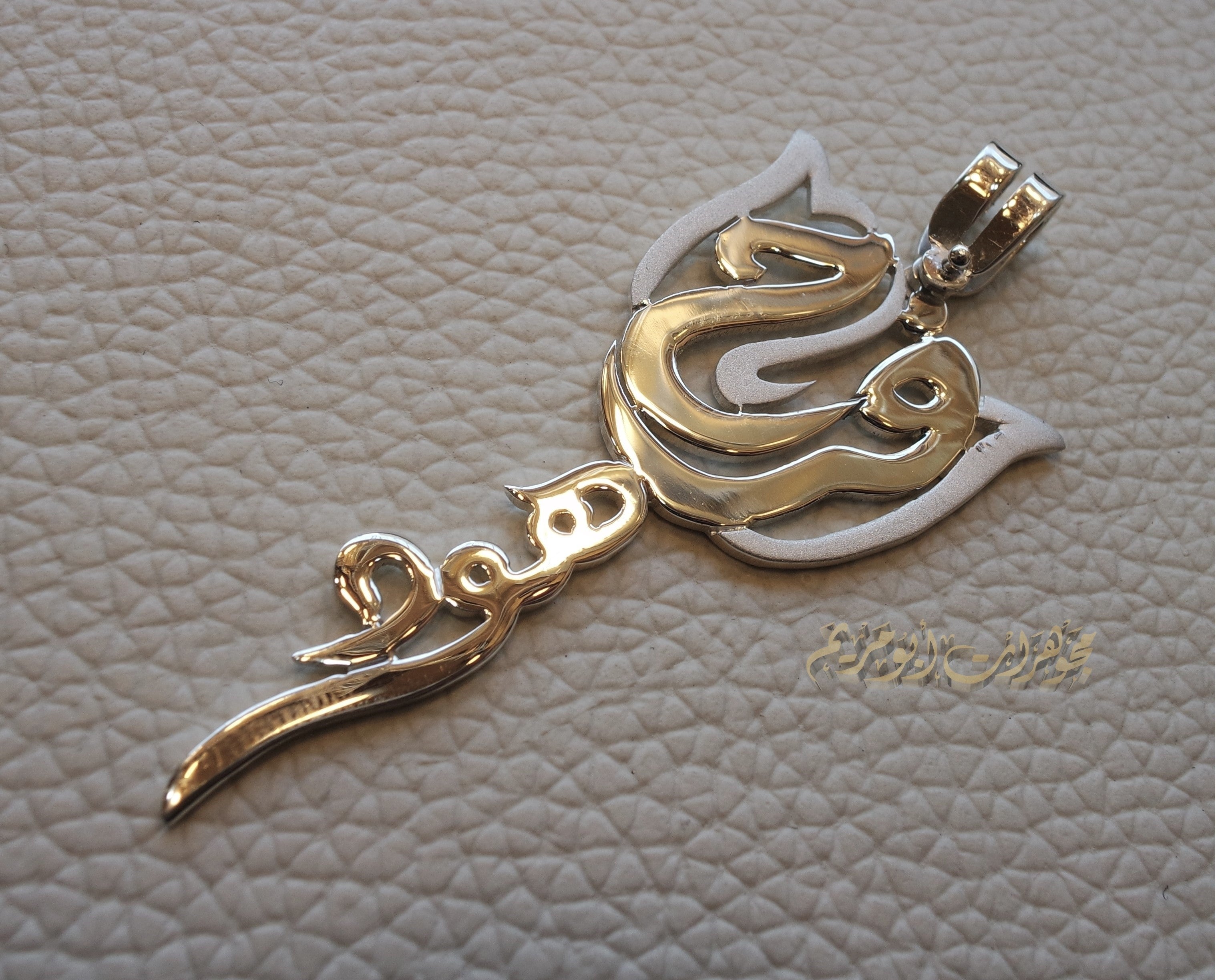 Rose flower Personalized pendant any two names Arabic customized name sterling silver 925 high quality polishing big size تعليقه اسماء عربي