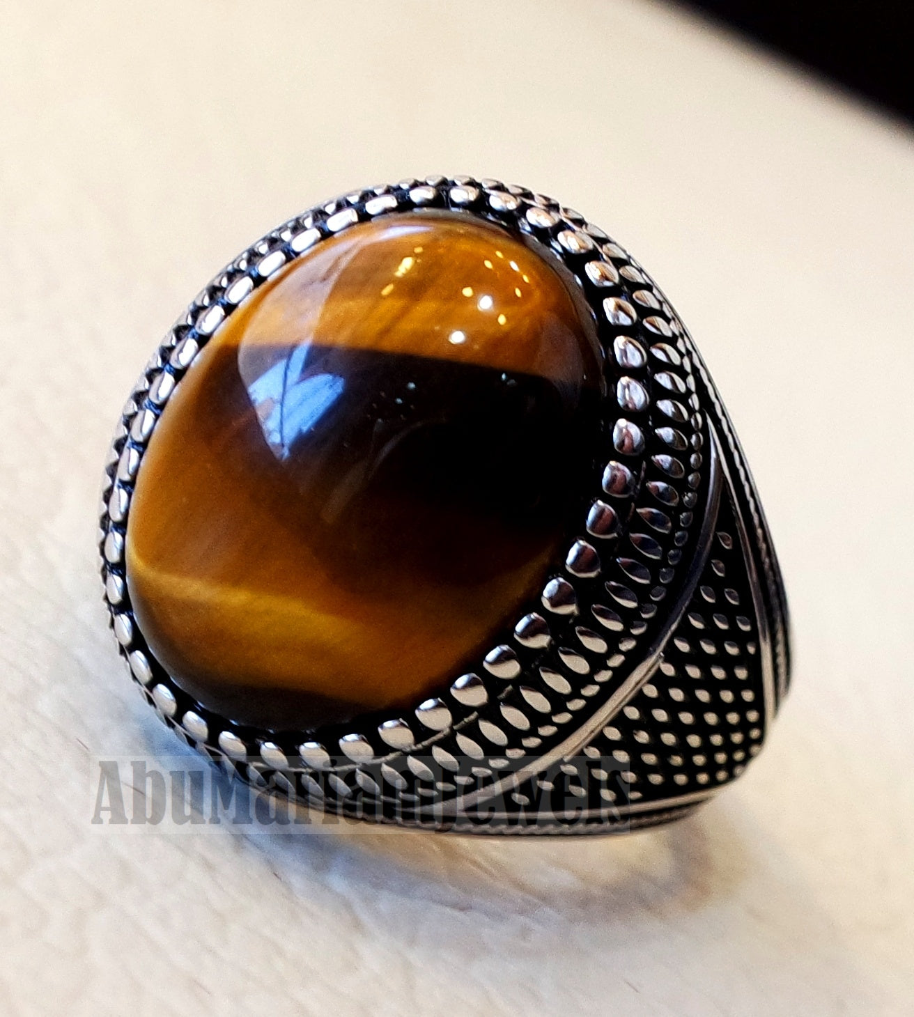 Tiger's eye stone signet ring Store GIORRE