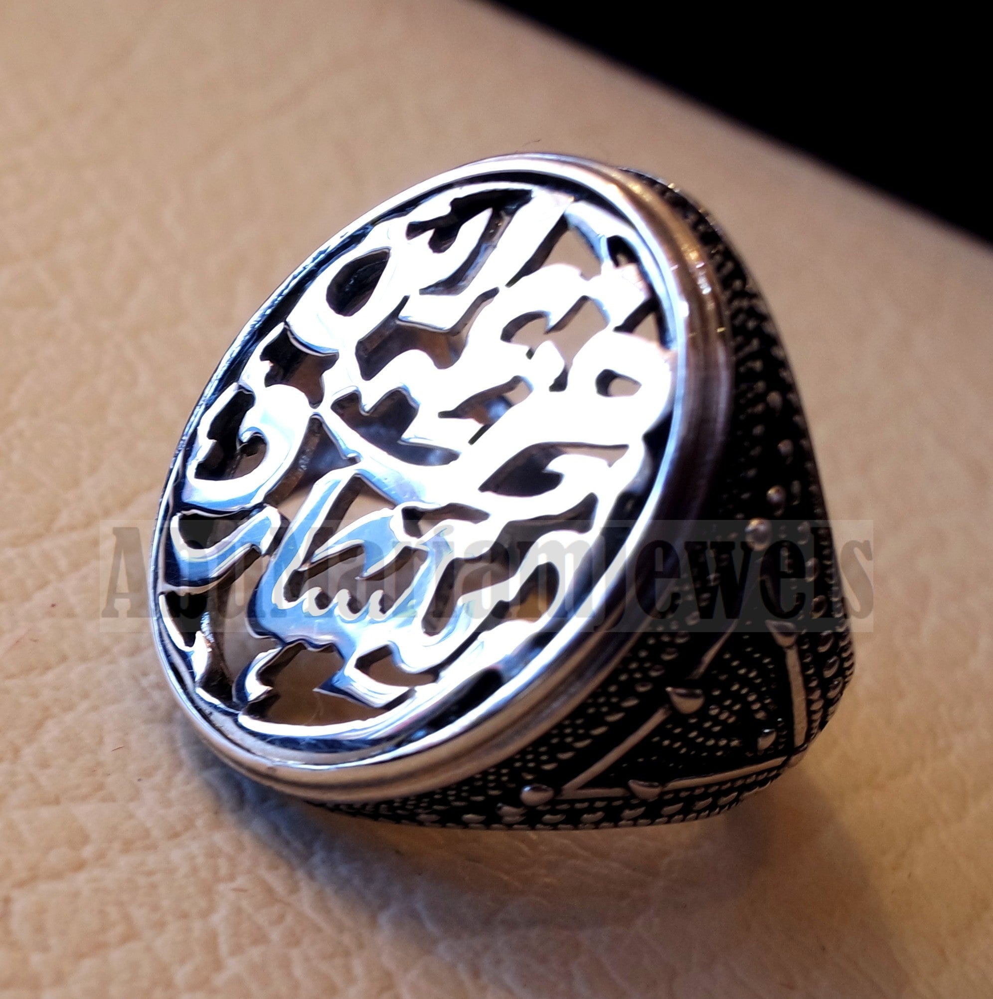 Customized Arabic calligraphy names handmade ring personalized antique jewelry style sterling silver 925 any size TSN1008 خاتم اسم تفصيل