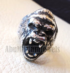 huge Gorilla ring very heavy sterling silver 925 man biker ring all sizes handmade animal head jewelry fast shipping detailed craftsmanship