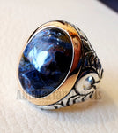 man ring pietersite natural stunning tempest stone sterling silver 925 and bronze frame oval cabochon multi color gem all sizes jewelry