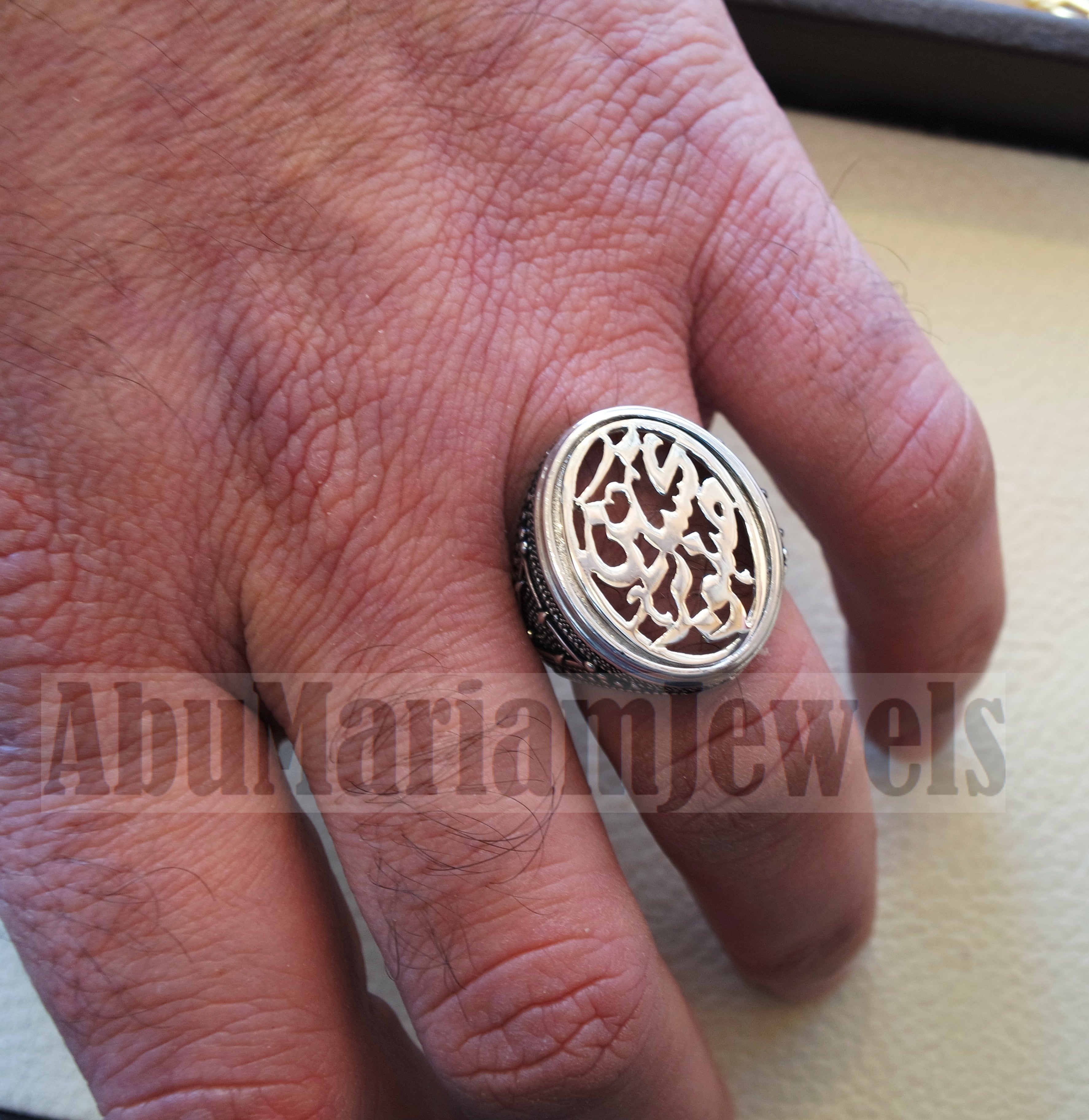 Customized Arabic calligraphy names ring personalized jewelry style sterling silver 925  any size TSN1002 خاتم اسم تفصيل