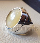 natural yellow fluorite heavy men ring sterling silver 925 unique stone all sizes jewelry fast shipping style