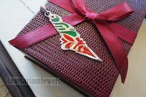 Palestine map pendant sterling silver 925 high quality jewelry arabic calligraphy colorful green and red enamel fast shipping خارطه فلسطين