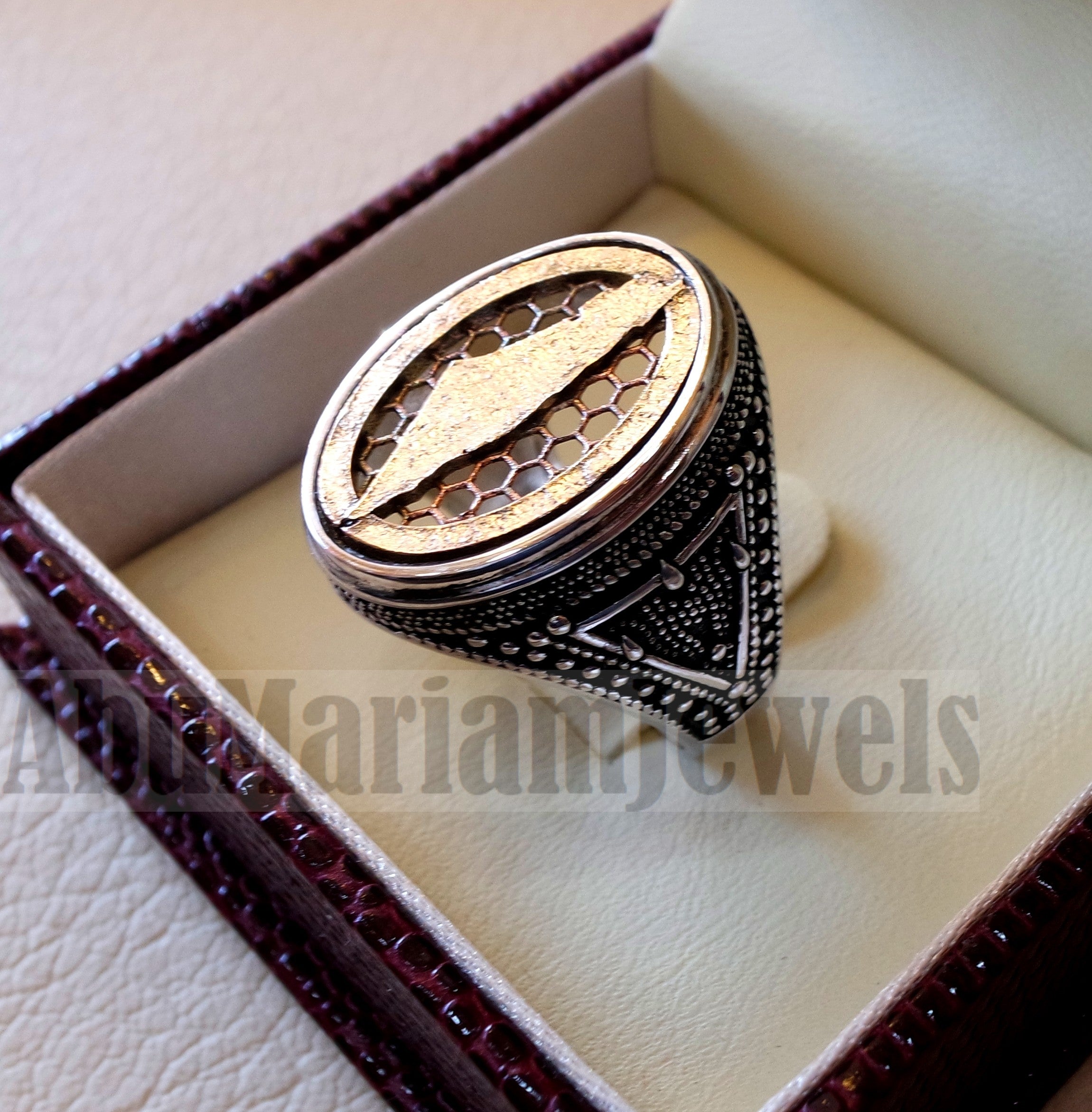 Nissan sterling silver 925 and bronze heavy man ring new car ideal gif –  Abu Mariam Jewelry