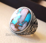 Copper pink Opal Turquoise blue natural stone ring sterling silver 925 men jewelry all sizes gem highest quality middle eastern style