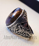 Copper amethyst man ring natural purple stone sterling silver 925 oval cabochon semi precious gem ottoman arabic style all sizes jewelry