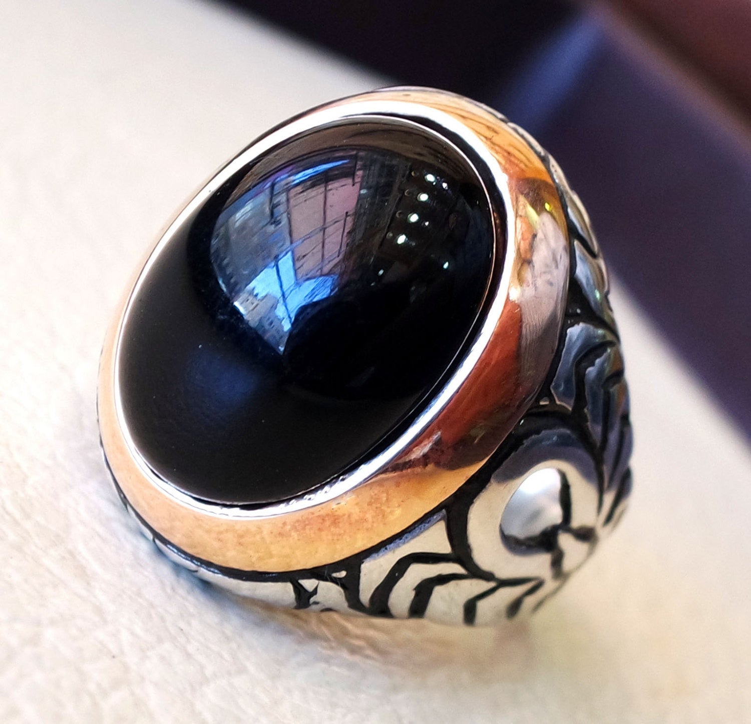 Black Obsidian Ring Silver 925 | Obsidian Ring Sterling Silver - S925  Silver Color - Aliexpress