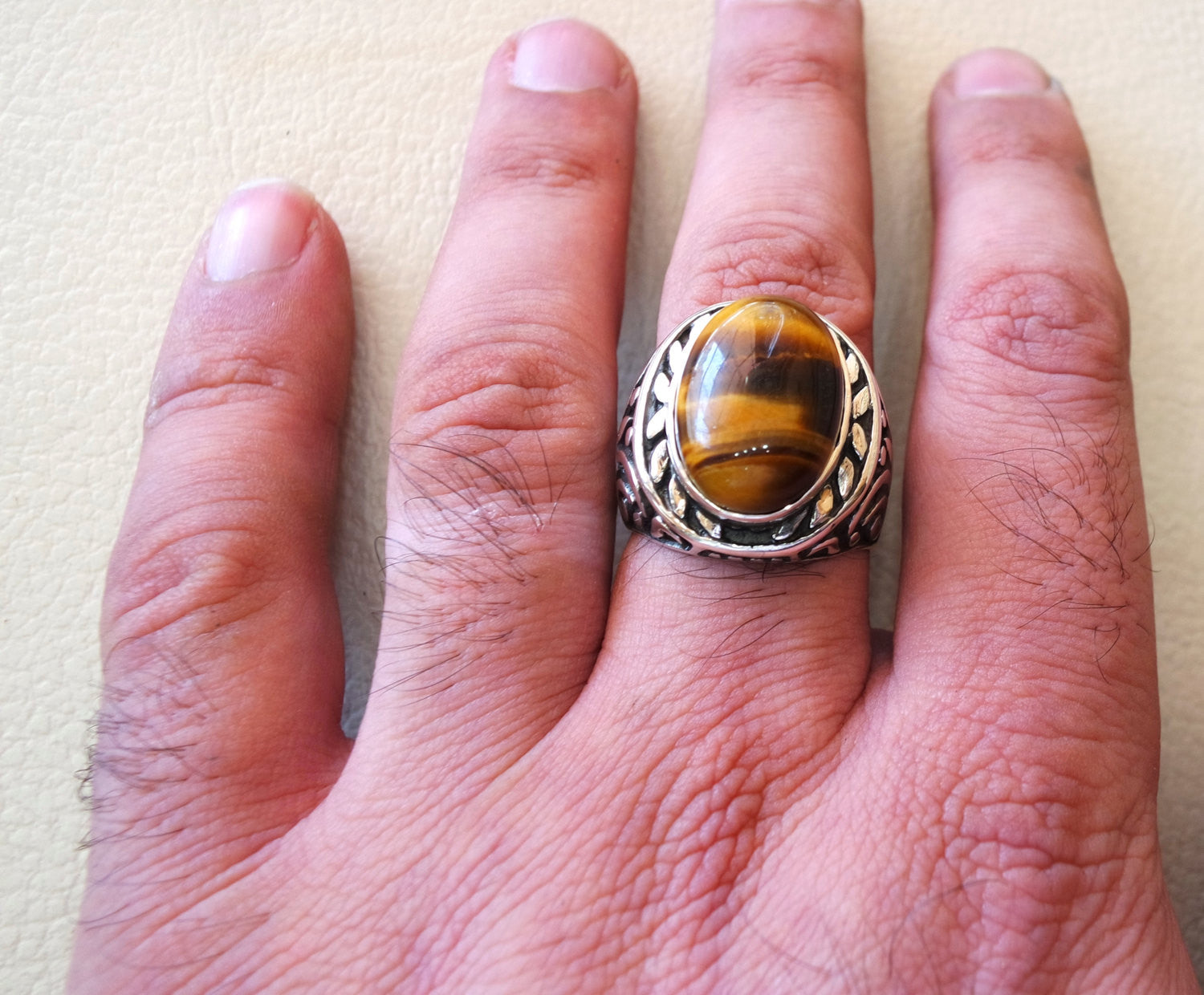 Sir Leonard - Silver Ring with a Tiger Eye Stone– JonasPhilippe