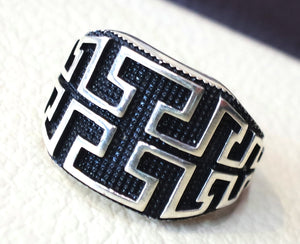 celtic knot sterling silver 925 heavy man ring rectangular shape any size antique style high quality jewelry