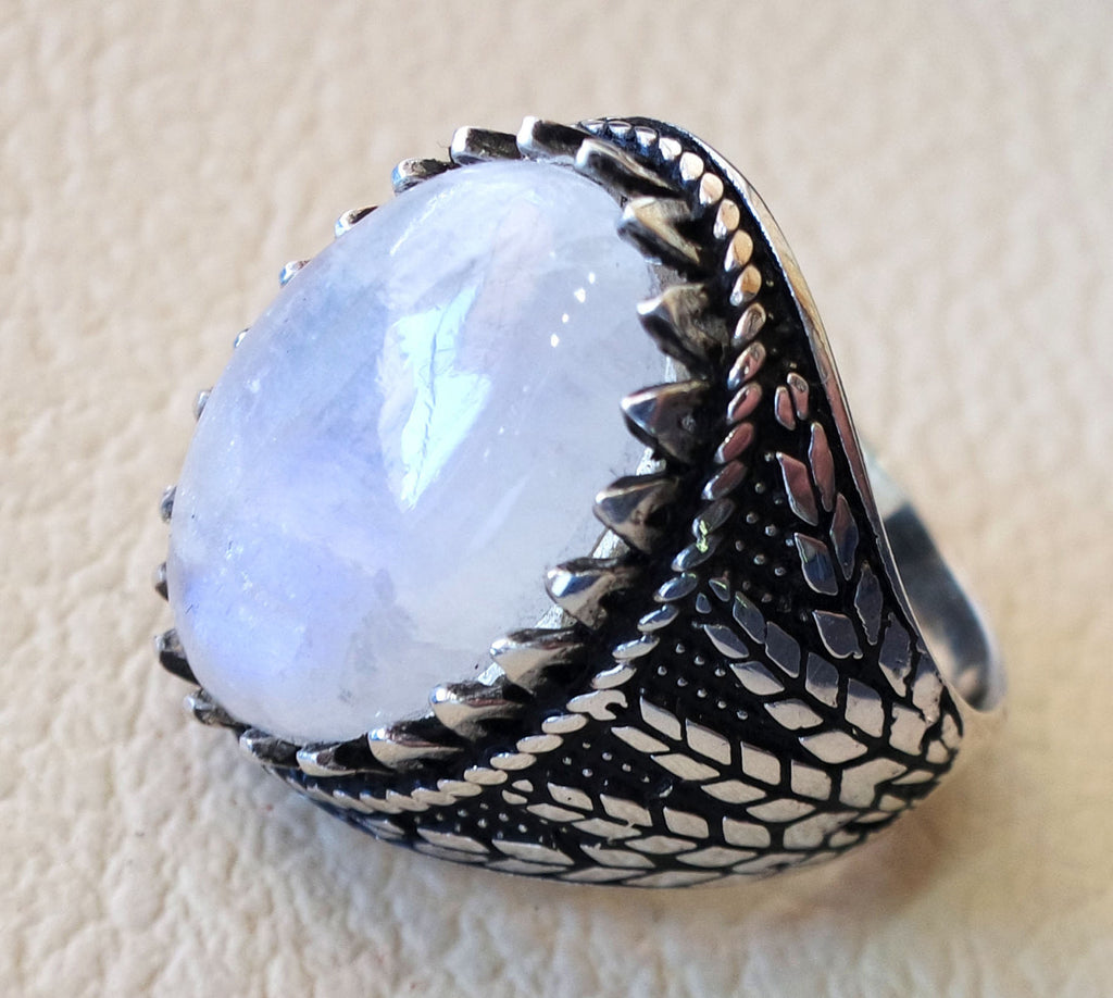 moonstone natural stone dur al najaf men ring jewelry sterling silver 925 stunning genuine gem two ottoman arabic style jewelry all sizes