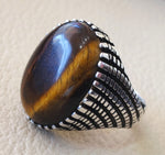 cat eye tiger eye semi precious naturl stone heavy men ring sterling silver 925 any size ottoman turkish middle eastern jewelry