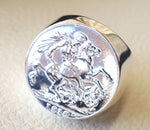 English silver coin heavy man ring round sterling silver 925 historical British replica full coin size close back huge all sizes jewelry