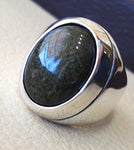 Gold sheen obsidian black aqeeq heavy men ring natural stone sterling silver 925 vintage turkish style all sizes  fast shipping