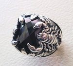 huge scorpion sterling silver 925 huge ring any size rectangular black onyx agate semi precious middle eastern vintage handmade jewelry