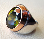 deep vivid olive fancy green cubic zircon oval huge stone high quality stone sterling silver 925 men ring and bronze frame all sizes jewelry