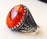 Baltic amber oval stone huge two tone man ring sterling silver 925 antique jewelry sizes fast shipping imitation stone identical to genuine